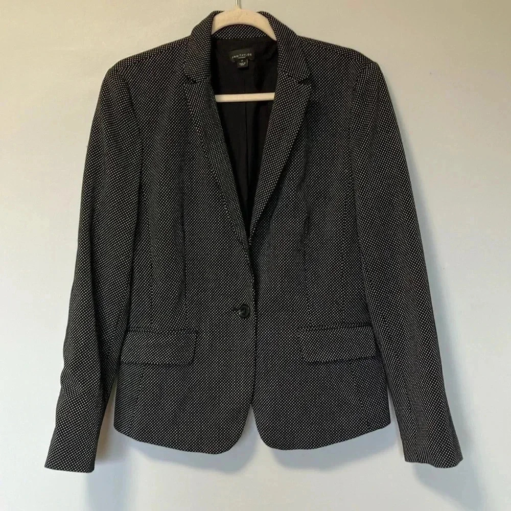 Ann Taylor polka dot black white blazer jacket
